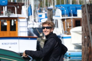 Kathy on Frank's sailboat